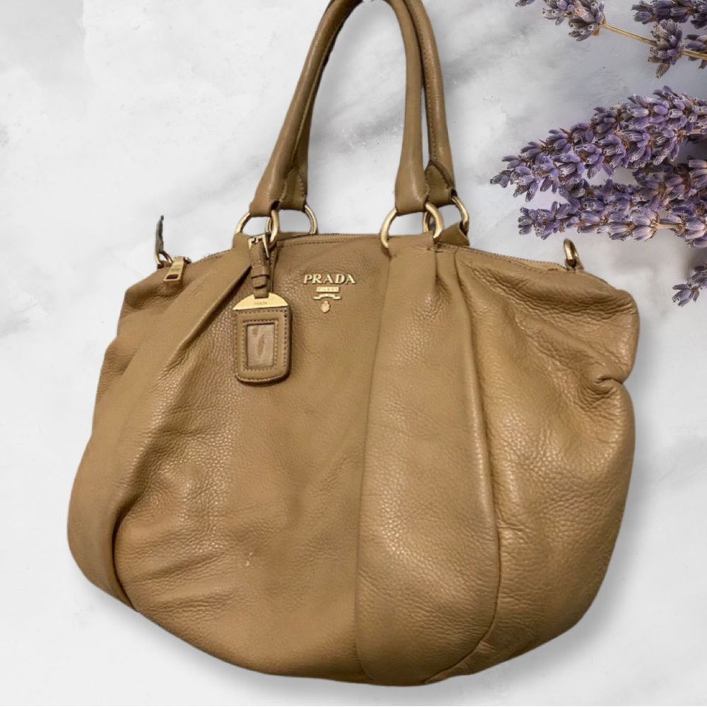 Prada Bag Vintage Soft Leather Tote Handbag